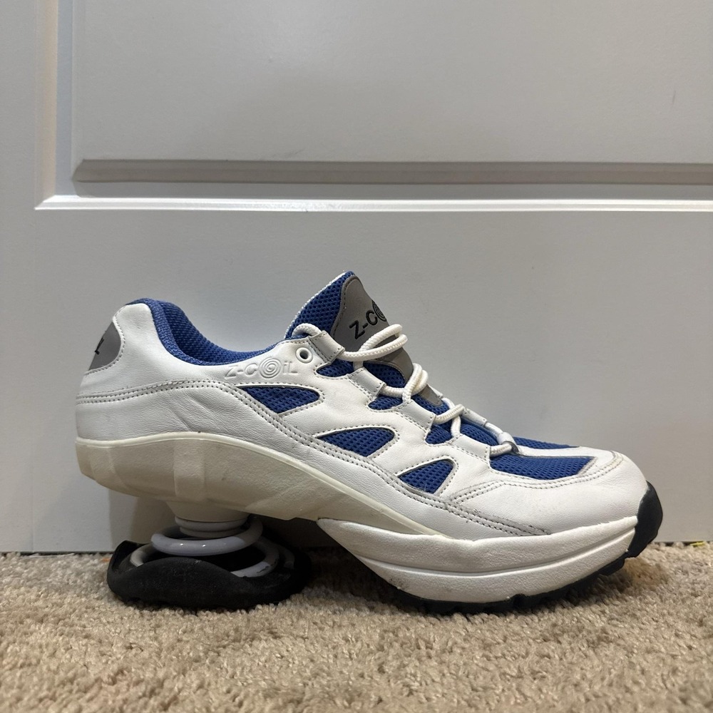 Z-CoiL Shoes Mens Size 10 White Blue Spring Heel Walking Sneakers Athletic